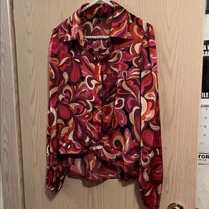 Have Multicolor Swirl Button-Down Shirt in Red, Pink & Orange